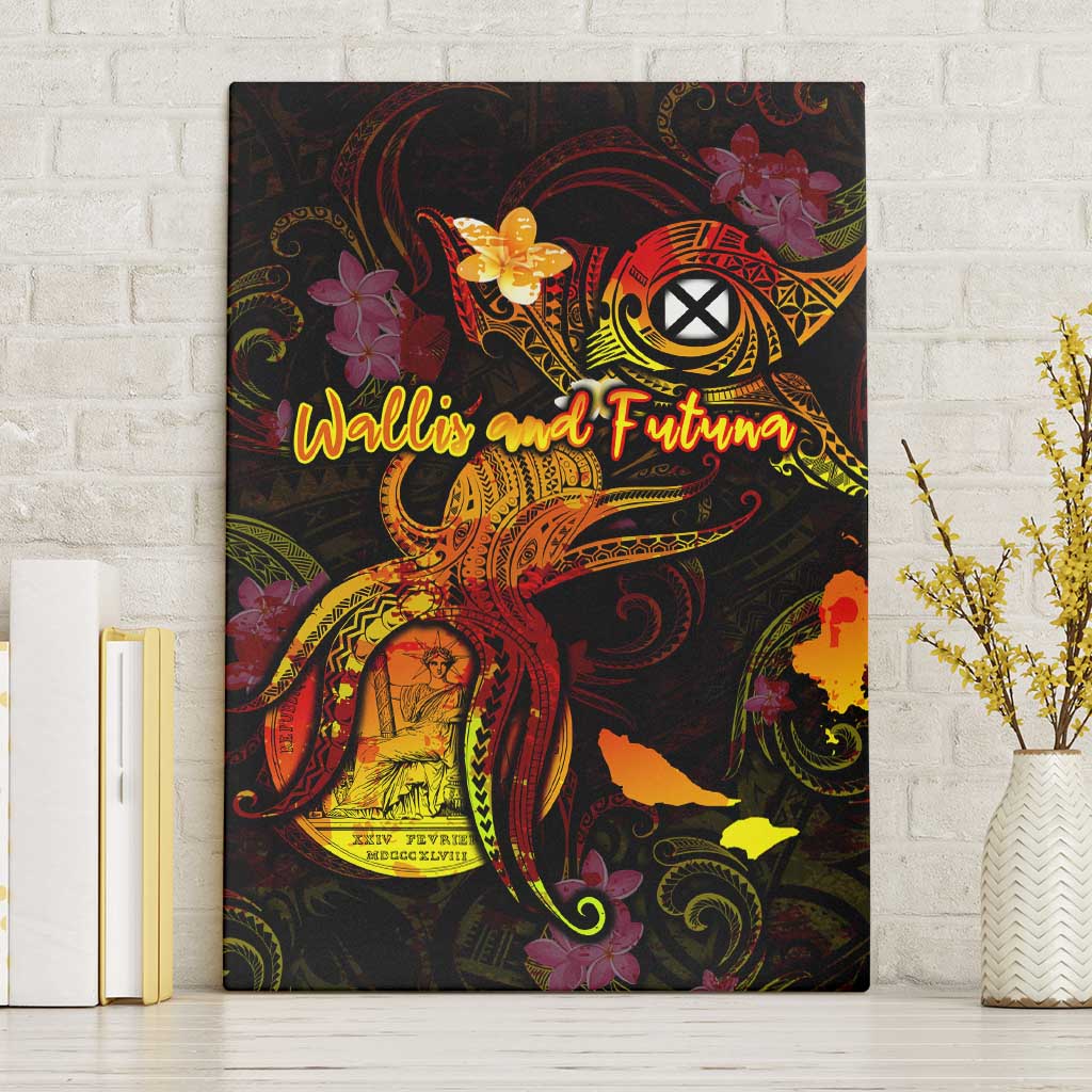 Wallis and Futuna Canvas Wall Art Octopus Plumeria Polynesian Tattoo