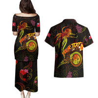 Wallis and Futuna Couples Matching Puletasi and Hawaiian Shirt Octopus Plumeria Polynesian Tattoo DT02 - Polynesian Pride