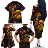 Wallis and Futuna Family Matching Off The Shoulder Long Sleeve Dress and Hawaiian Shirt Octopus Plumeria Polynesian Tattoo