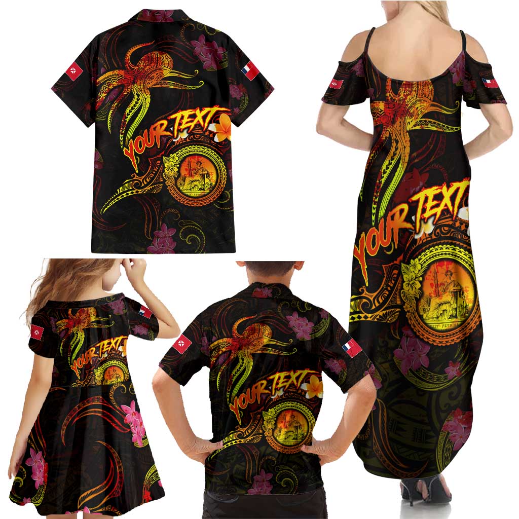 Wallis and Futuna Family Matching Summer Maxi Dress and Hawaiian Shirt Octopus Plumeria Polynesian Tattoo DT02 - Polynesian Pride