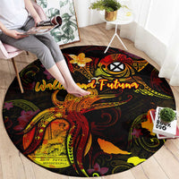 Wallis and Futuna Round Carpet Octopus Plumeria Polynesian Tattoo