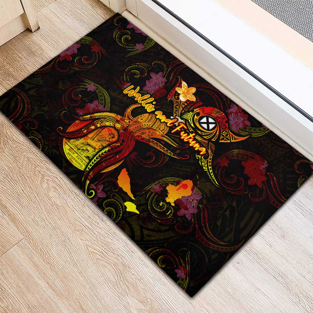 Wallis and Futuna Rubber Doormat Octopus Plumeria Polynesian Tattoo