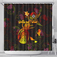 Wallis and Futuna Shower Curtain Octopus Plumeria Polynesian Tattoo