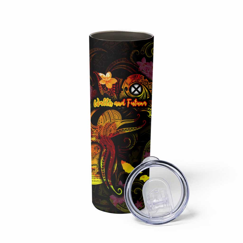 Wallis and Futuna Skinny Tumbler Octopus Plumeria Polynesian Tattoo DT02 - Polynesian Pride