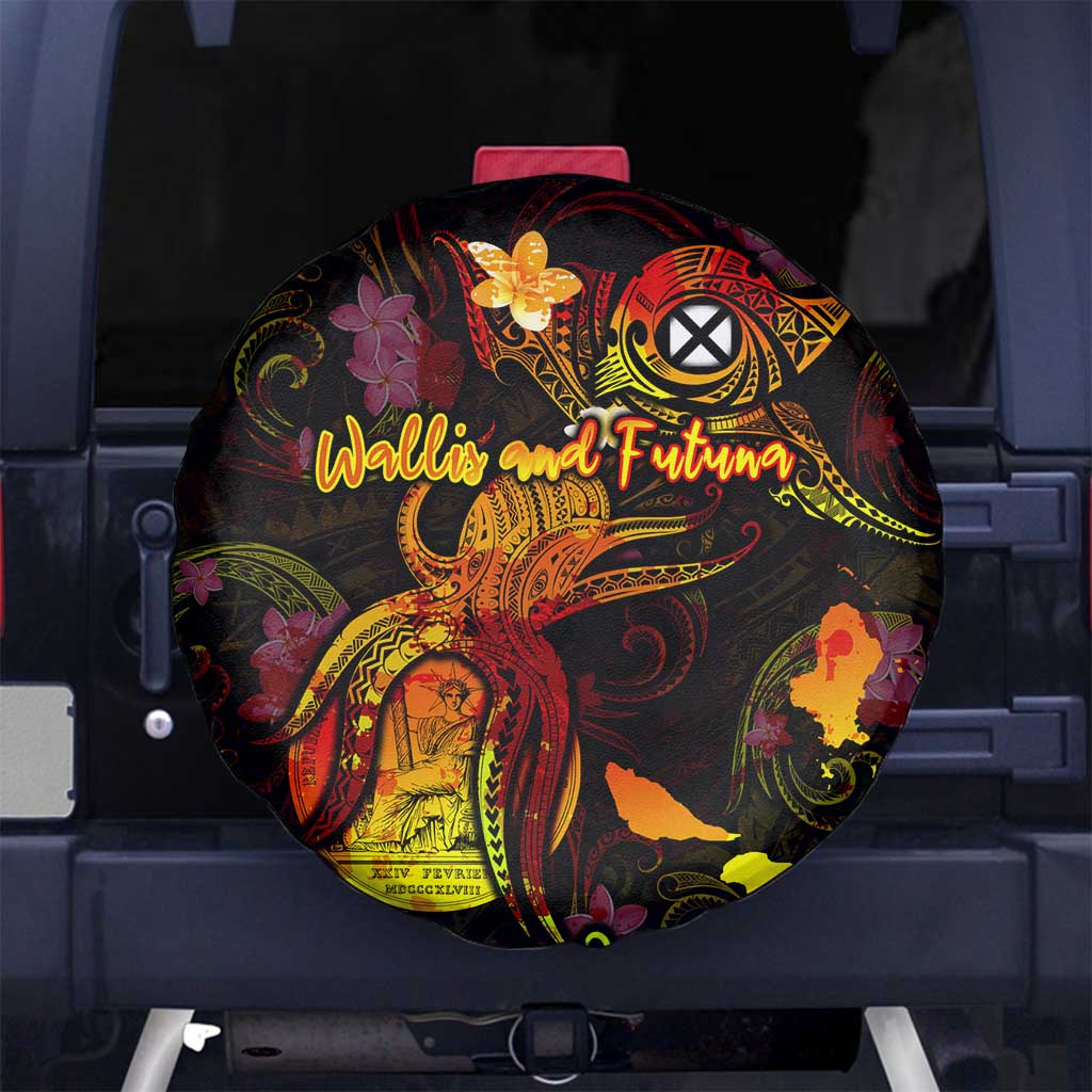Wallis and Futuna Spare Tire Cover Octopus Plumeria Polynesian Tattoo