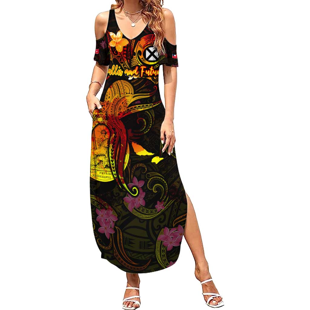 Wallis and Futuna Summer Maxi Dress Octopus Plumeria Polynesian Tattoo