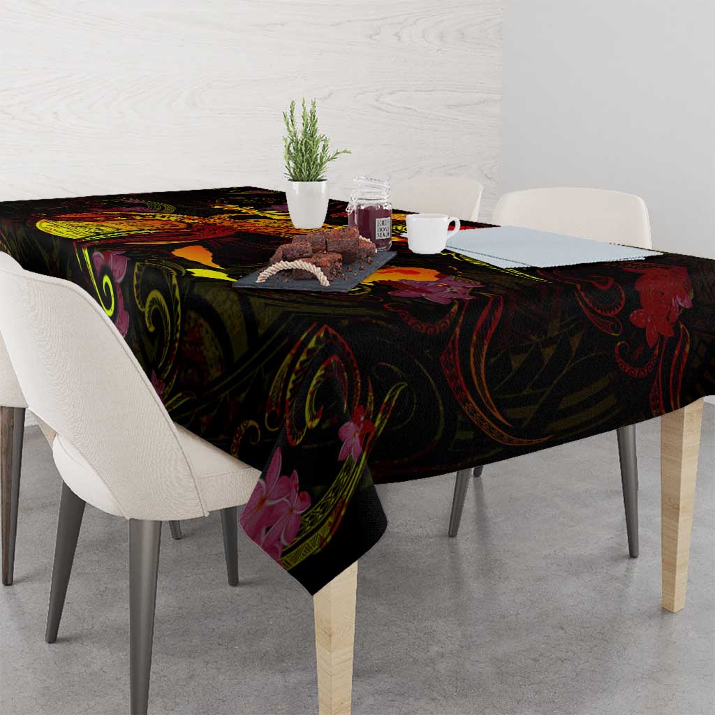 Wallis and Futuna Tablecloth Octopus Plumeria Polynesian Tattoo