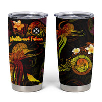 Wallis and Futuna Tumbler Cup Octopus Plumeria Polynesian Tattoo DT02 Black - Polynesian Pride