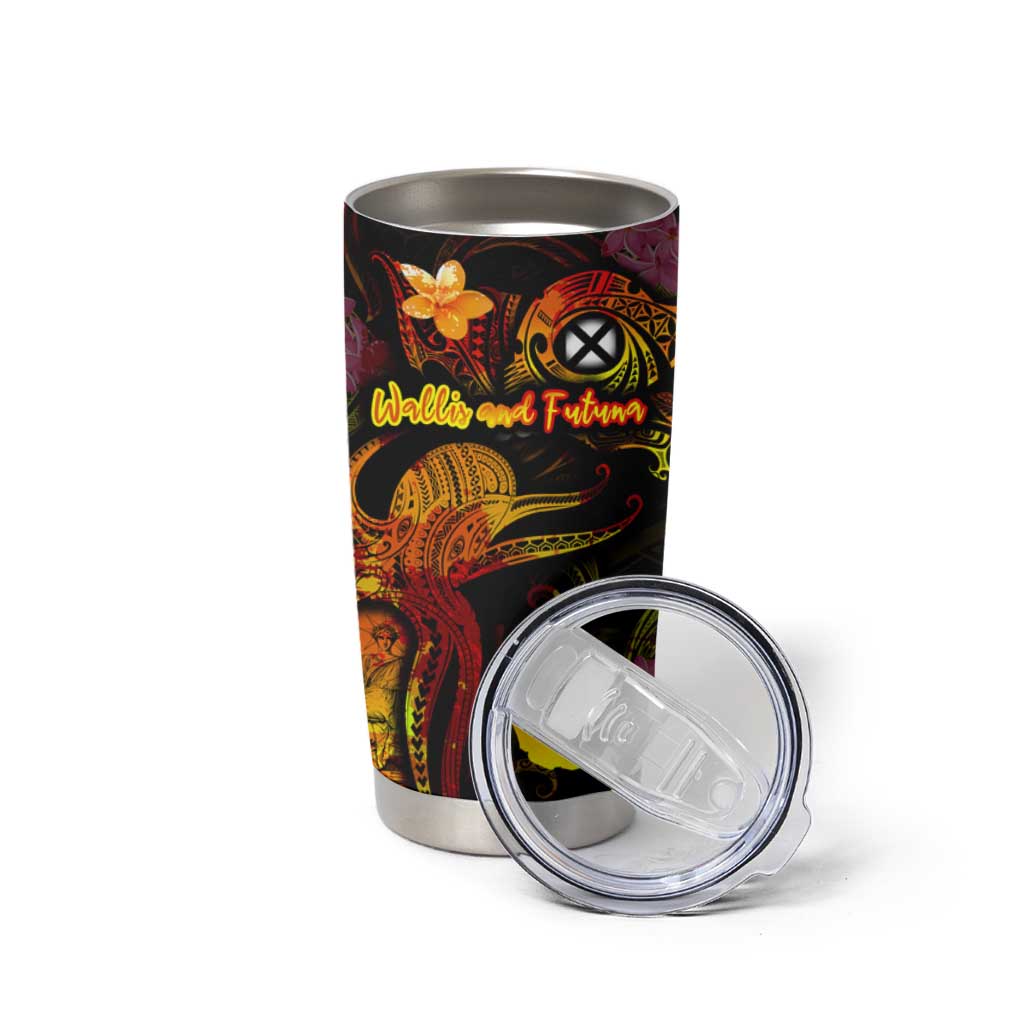 Wallis and Futuna Tumbler Cup Octopus Plumeria Polynesian Tattoo DT02 - Polynesian Pride