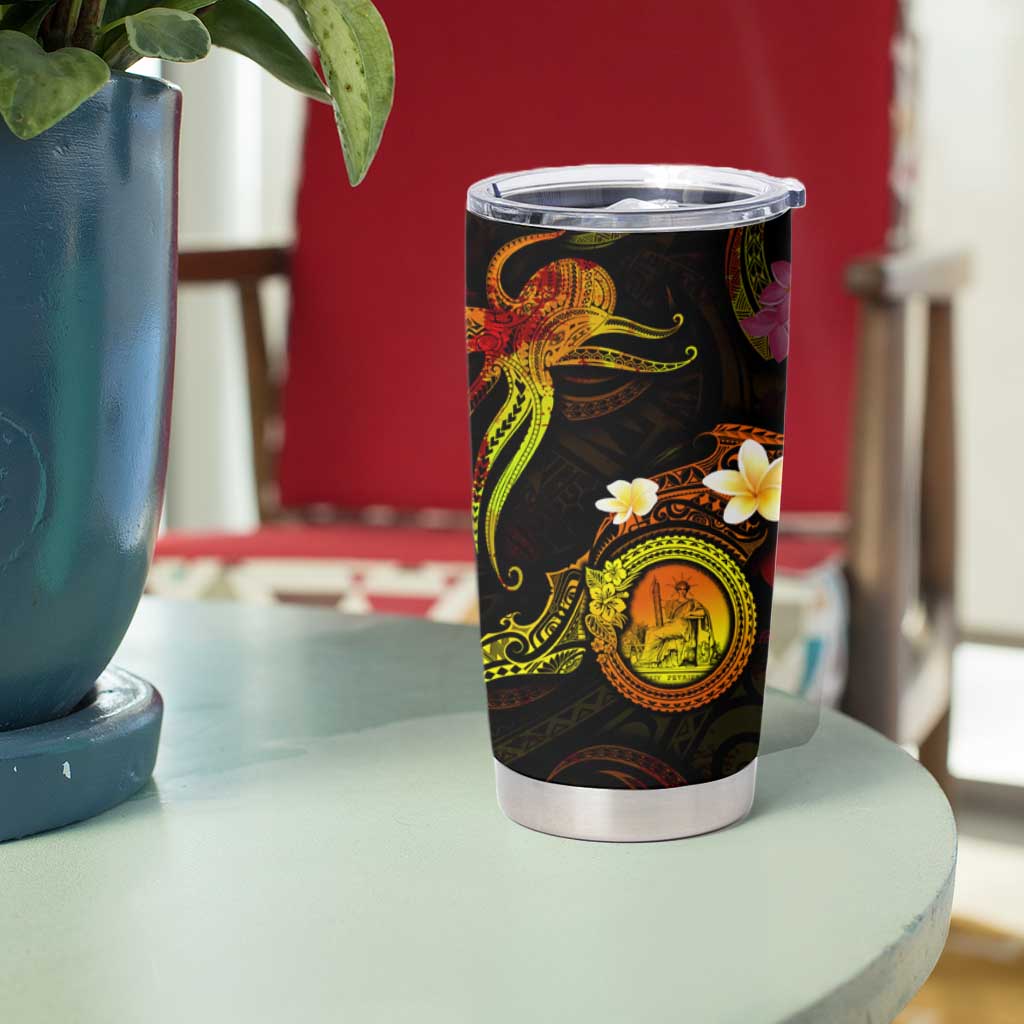 Wallis and Futuna Tumbler Cup Octopus Plumeria Polynesian Tattoo DT02 - Polynesian Pride