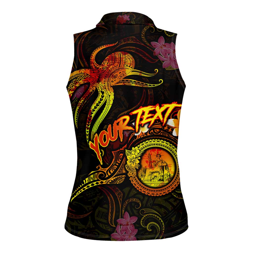 Wallis and Futuna Women Sleeveless Polo Shirt Octopus Plumeria Polynesian Tattoo DT02 - Polynesian Pride