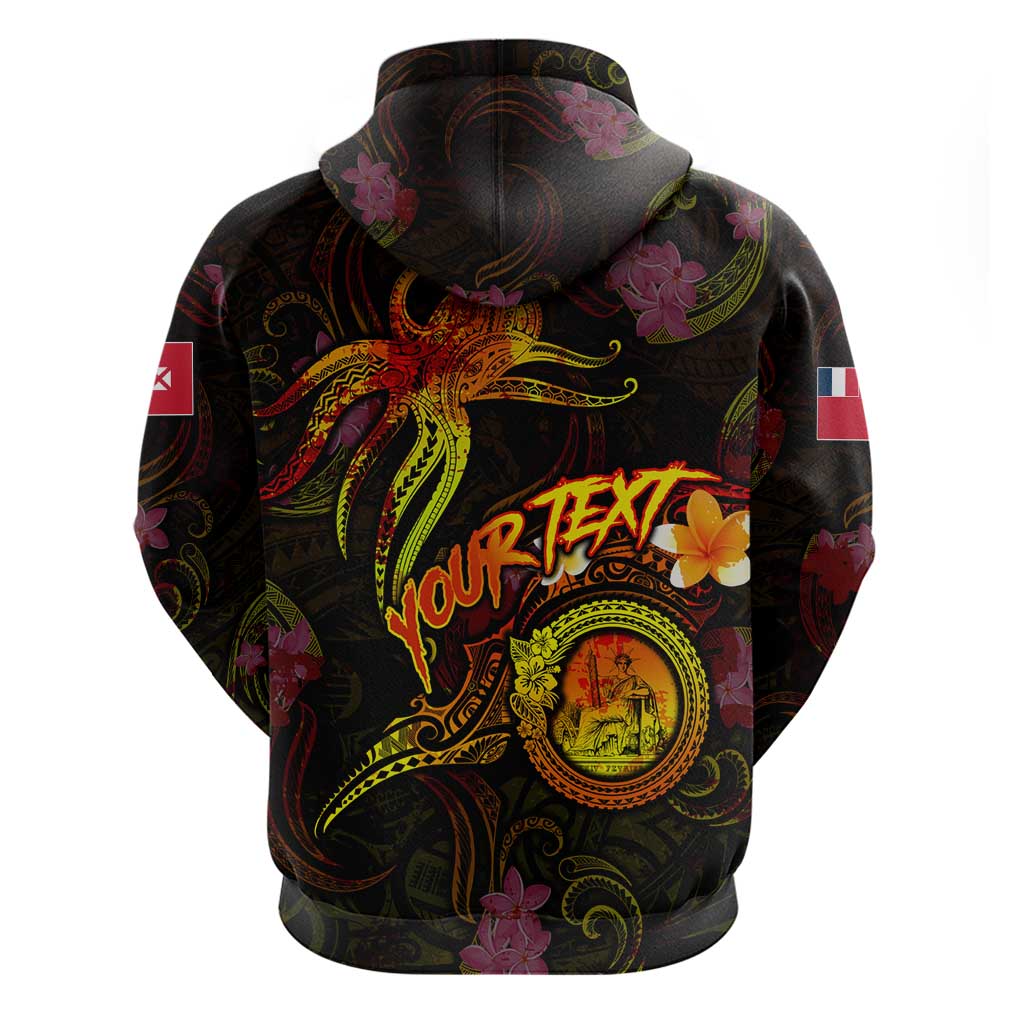 Wallis and Futuna Zip Hoodie Octopus Plumeria Polynesian Tattoo