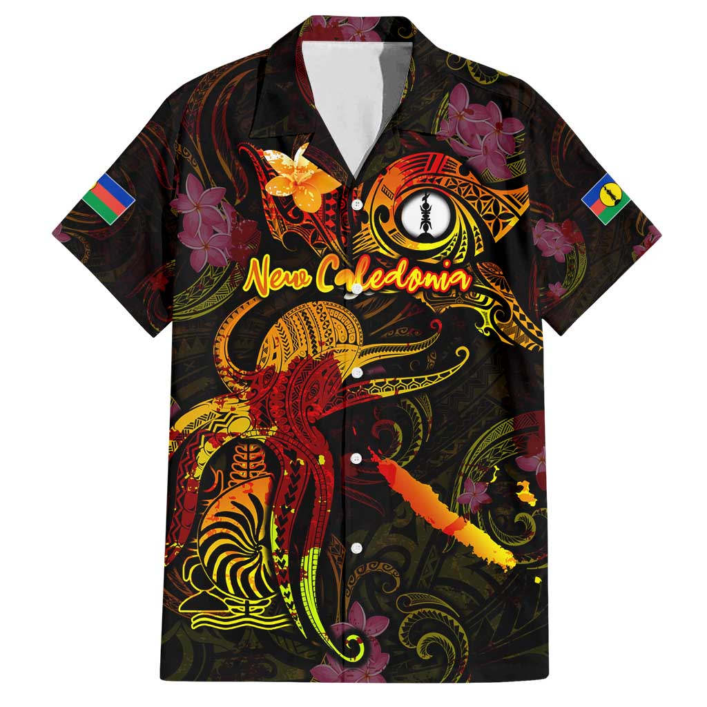 New Caledonia Family Matching Off Shoulder Short Dress and Hawaiian Shirt Octopus Plumeria Polynesian Tattoo