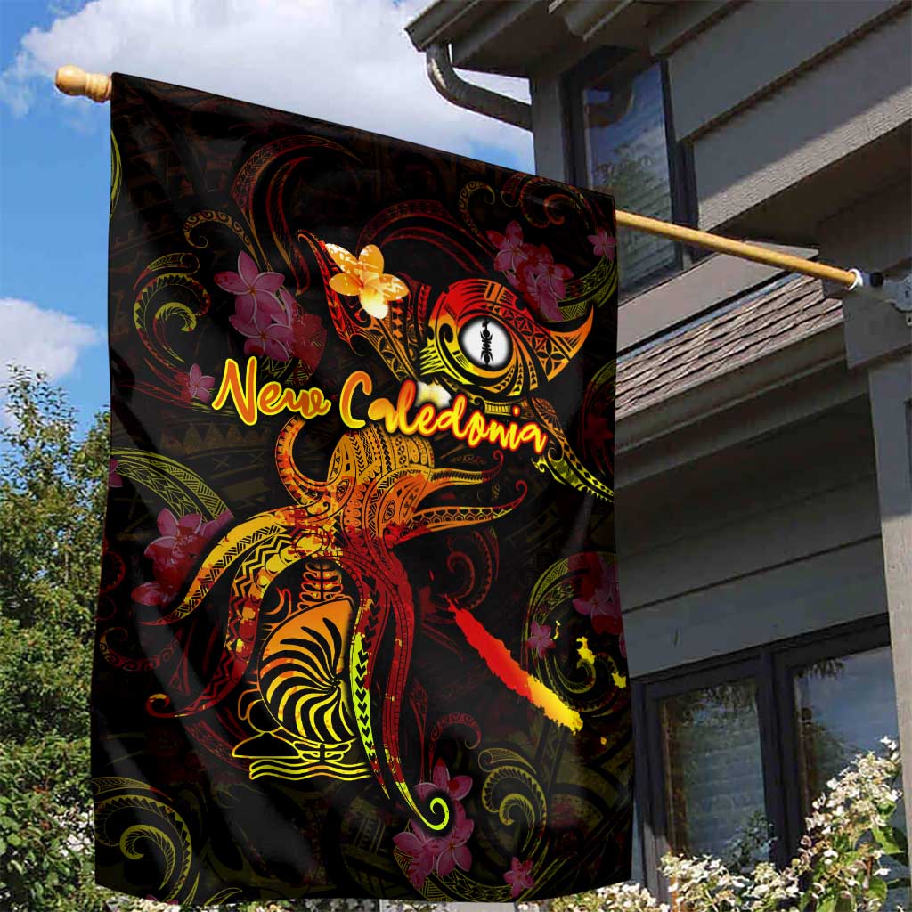 New Caledonia Garden Flag Octopus Plumeria Polynesian Tattoo