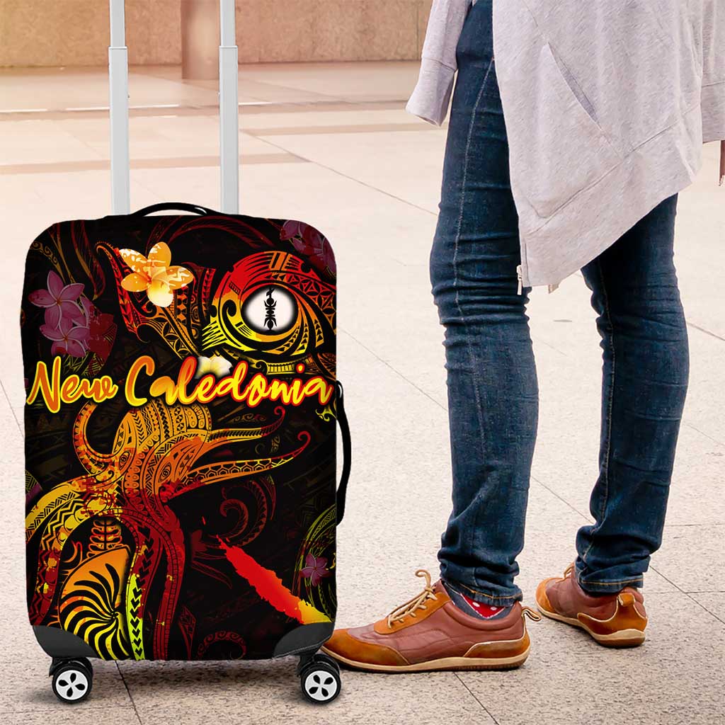 New Caledonia Luggage Cover Octopus Plumeria Polynesian Tattoo