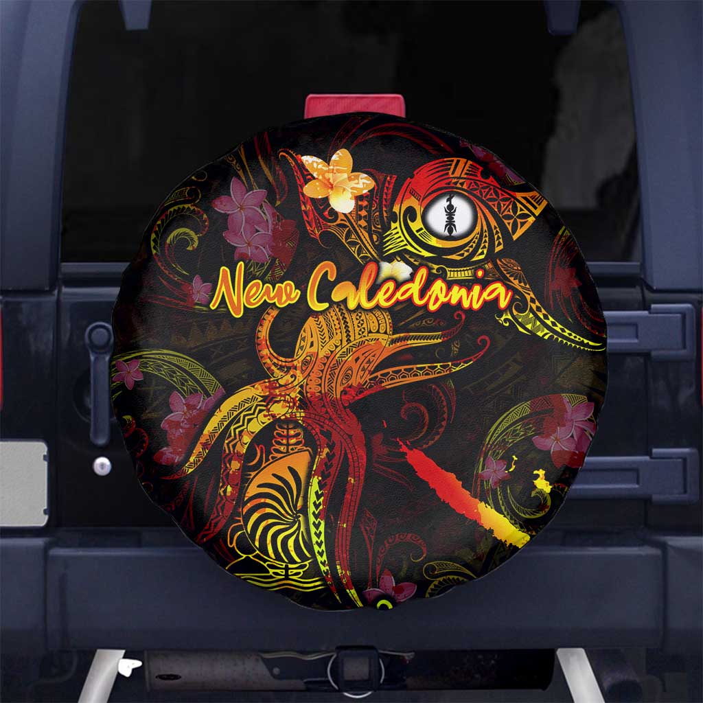 New Caledonia Spare Tire Cover Octopus Plumeria Polynesian Tattoo