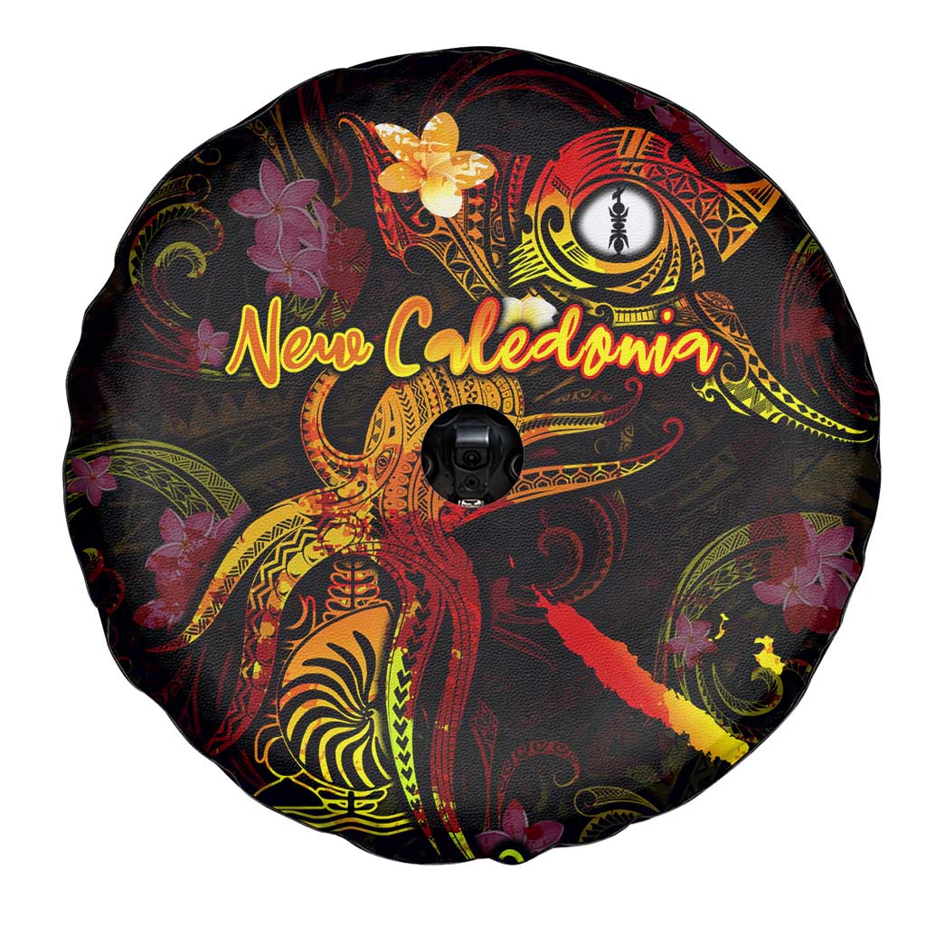New Caledonia Spare Tire Cover Octopus Plumeria Polynesian Tattoo