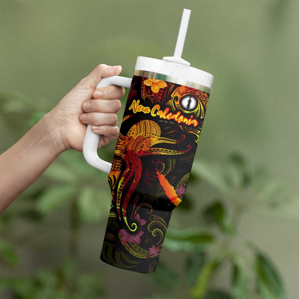 New Caledonia Tumbler With Handle Octopus Plumeria Polynesian Tattoo DT02 - Polynesian Pride