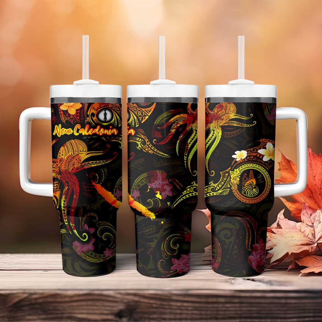 New Caledonia Tumbler With Handle Octopus Plumeria Polynesian Tattoo DT02 - Polynesian Pride
