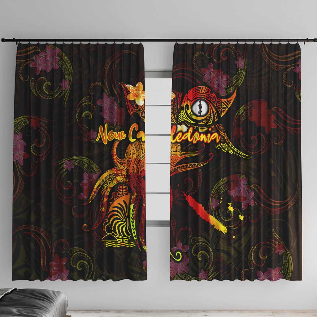 New Caledonia Window Curtain Octopus Plumeria Polynesian Tattoo