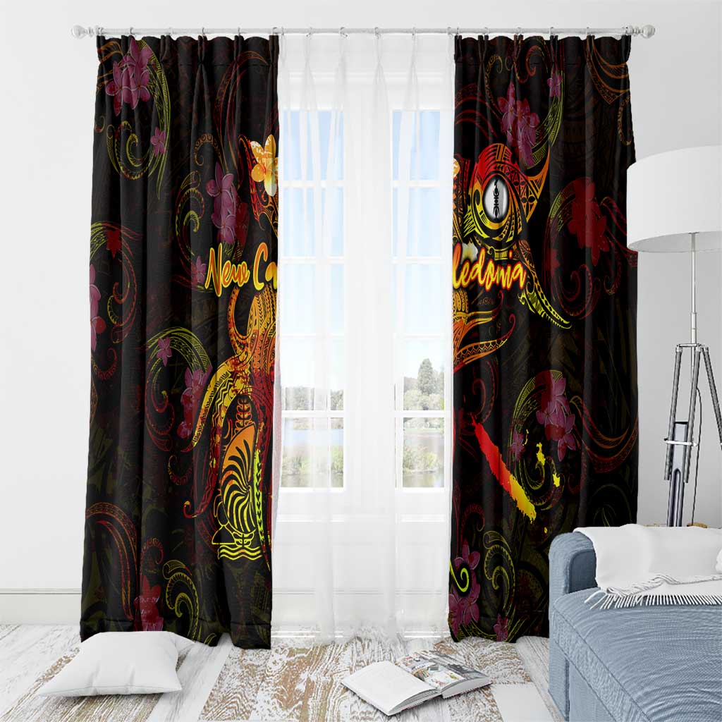 New Caledonia Window Curtain Octopus Plumeria Polynesian Tattoo