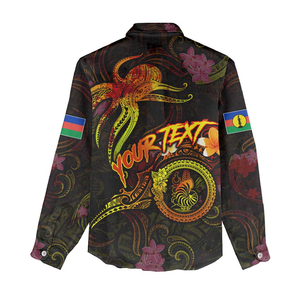 New Caledonia Women Casual Shirt Octopus Plumeria Polynesian Tattoo