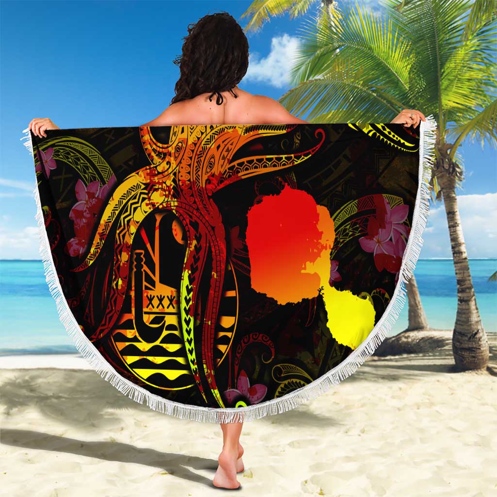Tahiti French Polynesia Beach Blanket Octopus Plumeria Polynesian Tattoo DT02 - Polynesian Pride