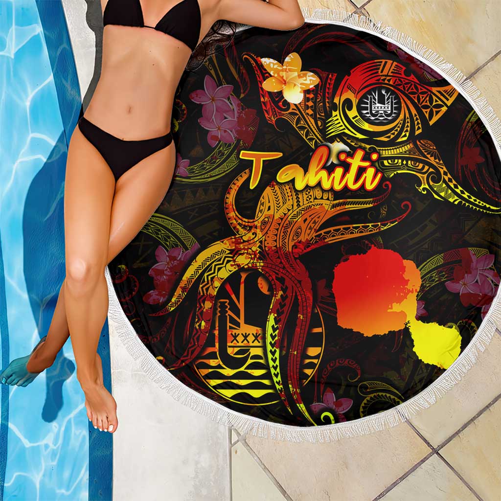 Tahiti French Polynesia Beach Blanket Octopus Plumeria Polynesian Tattoo DT02 - Polynesian Pride