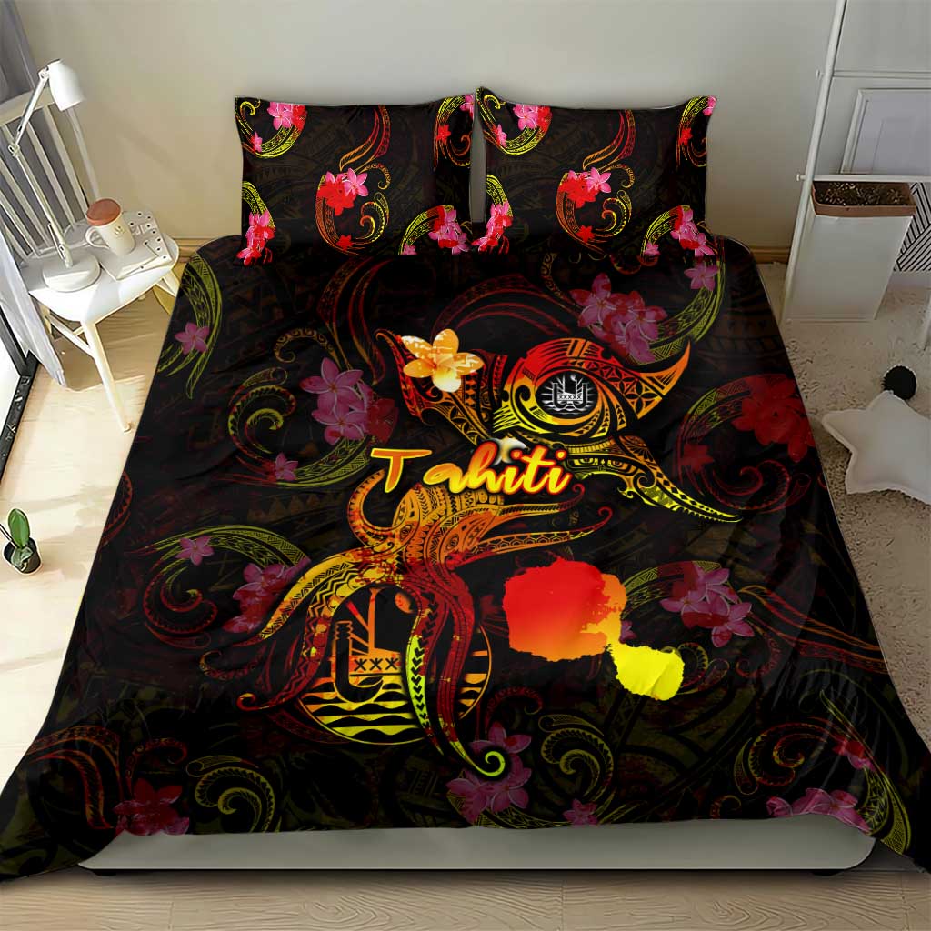 Tahiti French Polynesia Bedding Set Octopus Plumeria Polynesian Tattoo DT02 - Polynesian Pride