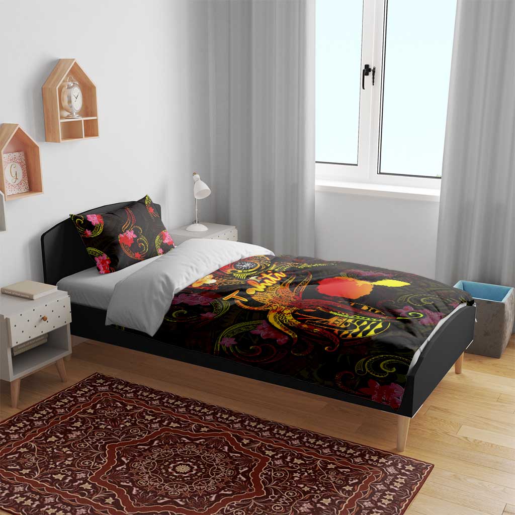 Tahiti French Polynesia Bedding Set Octopus Plumeria Polynesian Tattoo DT02 - Polynesian Pride