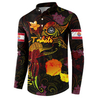 Tahiti French Polynesia Button Sweatshirt Octopus Plumeria Polynesian Tattoo DT02 - Polynesian Pride