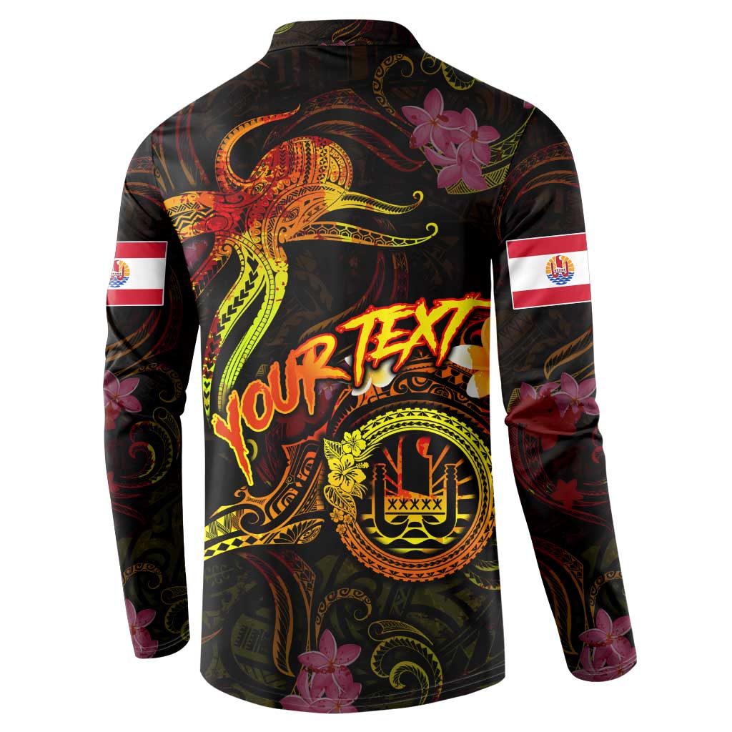 Tahiti French Polynesia Button Sweatshirt Octopus Plumeria Polynesian Tattoo DT02 - Polynesian Pride