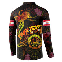 Tahiti French Polynesia Button Sweatshirt Octopus Plumeria Polynesian Tattoo DT02 - Polynesian Pride