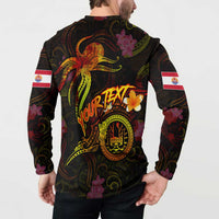Tahiti French Polynesia Button Sweatshirt Octopus Plumeria Polynesian Tattoo DT02 - Polynesian Pride