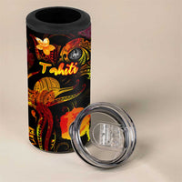 Tahiti French Polynesia 4 in 1 Can Cooler Tumbler Octopus Plumeria Polynesian Tattoo DT02 - Polynesian Pride