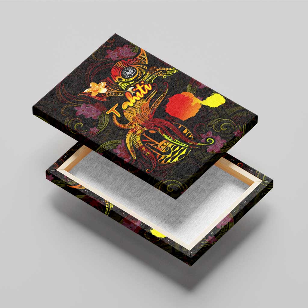 Tahiti French Polynesia Canvas Wall Art Octopus Plumeria Polynesian Tattoo