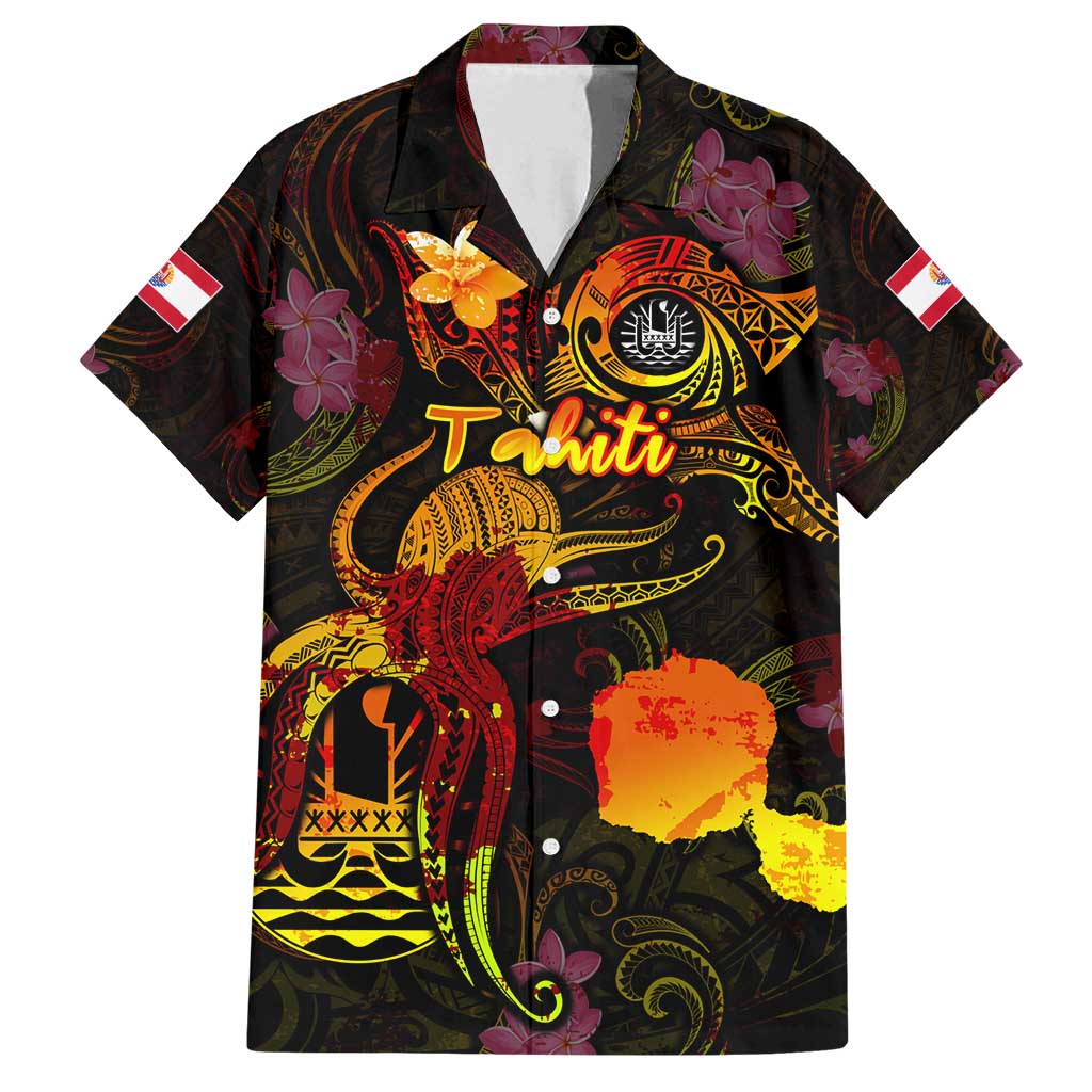 Tahiti French Polynesia Family Matching Long Sleeve Bodycon Dress and Hawaiian Shirt Octopus Plumeria Polynesian Tattoo DT02 Dad's Shirt - Short Sleeve Black - Polynesian Pride