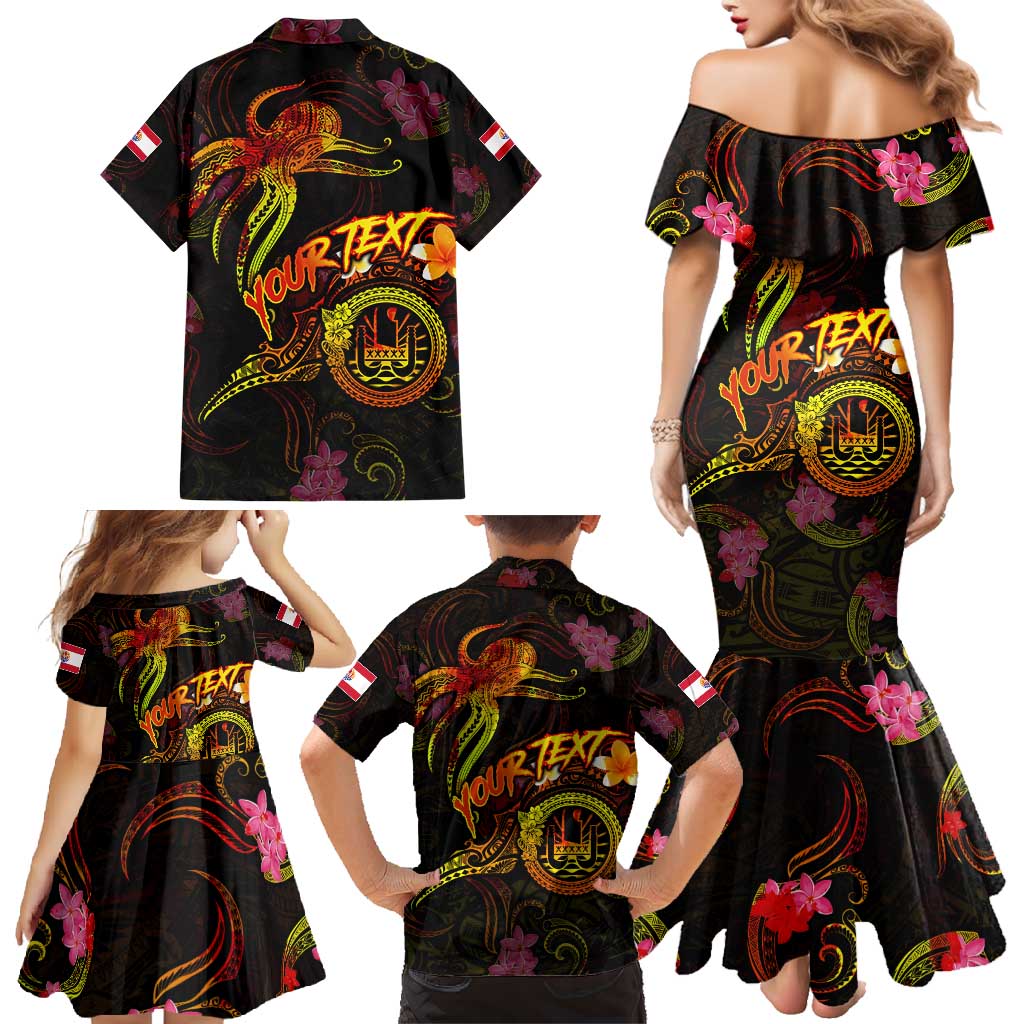 Tahiti French Polynesia Family Matching Mermaid Dress and Hawaiian Shirt Octopus Plumeria Polynesian Tattoo DT02 - Polynesian Pride