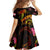 Tahiti French Polynesia Family Matching Off Shoulder Maxi Dress and Hawaiian Shirt Octopus Plumeria Polynesian Tattoo