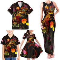 Tahiti French Polynesia Family Matching Tank Maxi Dress and Hawaiian Shirt Octopus Plumeria Polynesian Tattoo DT02 - Polynesian Pride