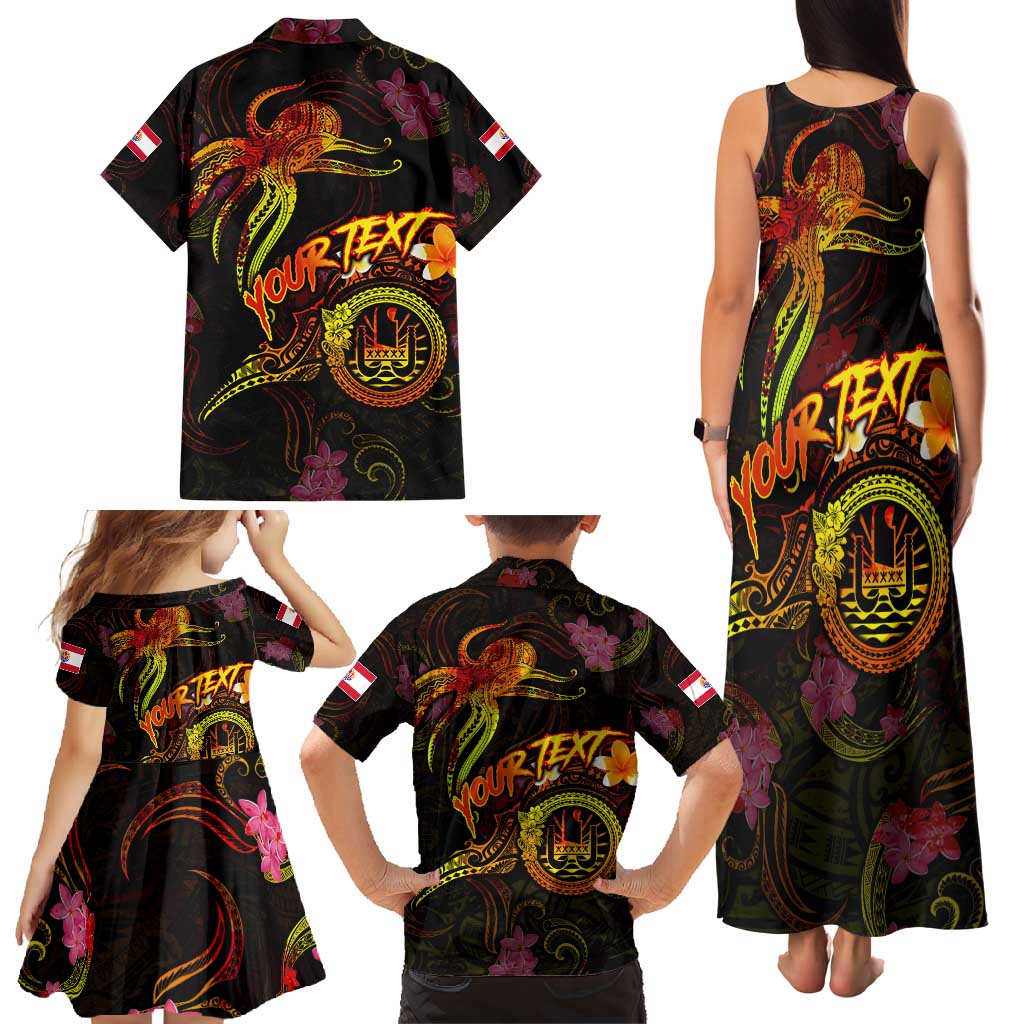 Tahiti French Polynesia Family Matching Tank Maxi Dress and Hawaiian Shirt Octopus Plumeria Polynesian Tattoo DT02 - Polynesian Pride