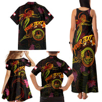 Tahiti French Polynesia Family Matching Tank Maxi Dress and Hawaiian Shirt Octopus Plumeria Polynesian Tattoo DT02 - Polynesian Pride
