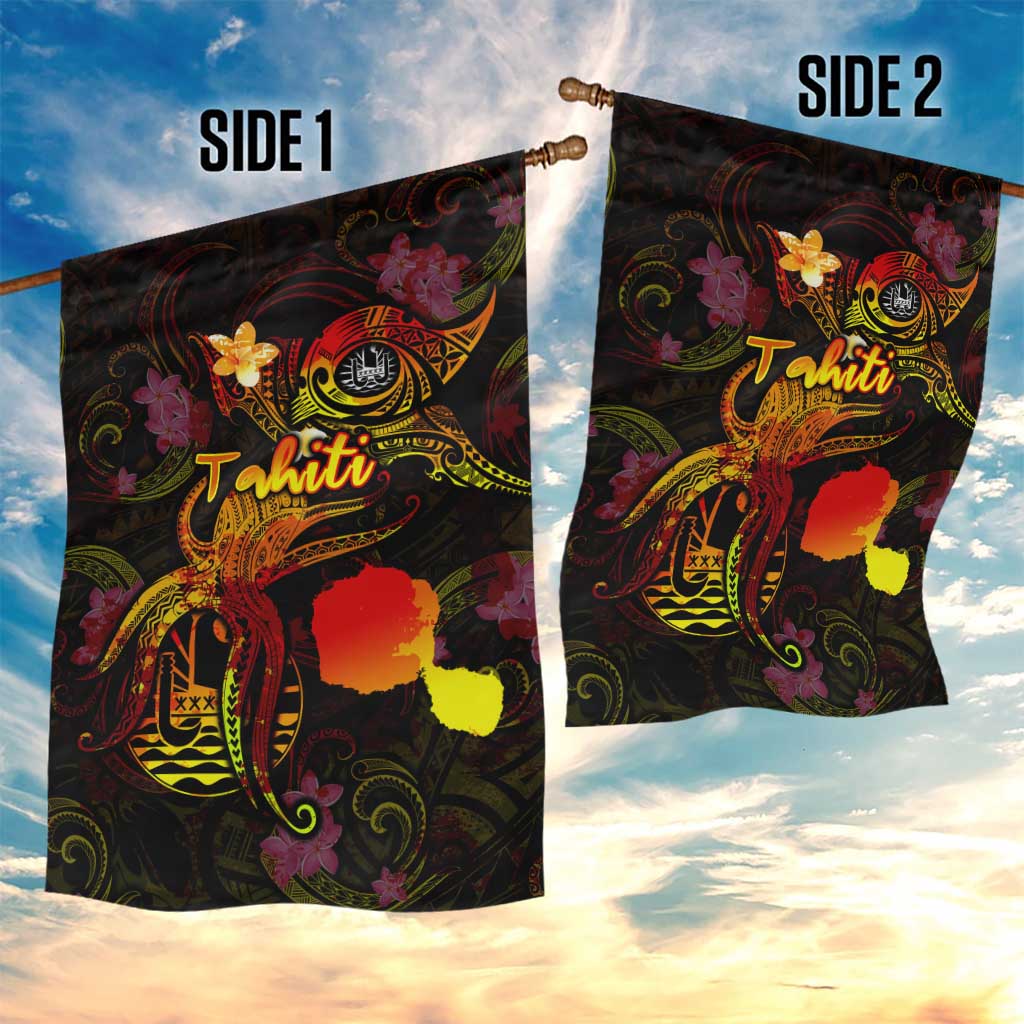 Tahiti French Polynesia Garden Flag Octopus Plumeria Polynesian Tattoo DT02 - Polynesian Pride