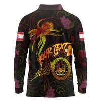 Tahiti French Polynesia Long Sleeve Polo Shirt Octopus Plumeria Polynesian Tattoo DT02 - Polynesian Pride