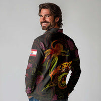 Tahiti French Polynesia Long Sleeve Polo Shirt Octopus Plumeria Polynesian Tattoo DT02 - Polynesian Pride