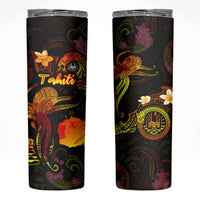 Tahiti French Polynesia Skinny Tumbler Octopus Plumeria Polynesian Tattoo DT02 Black - Polynesian Pride