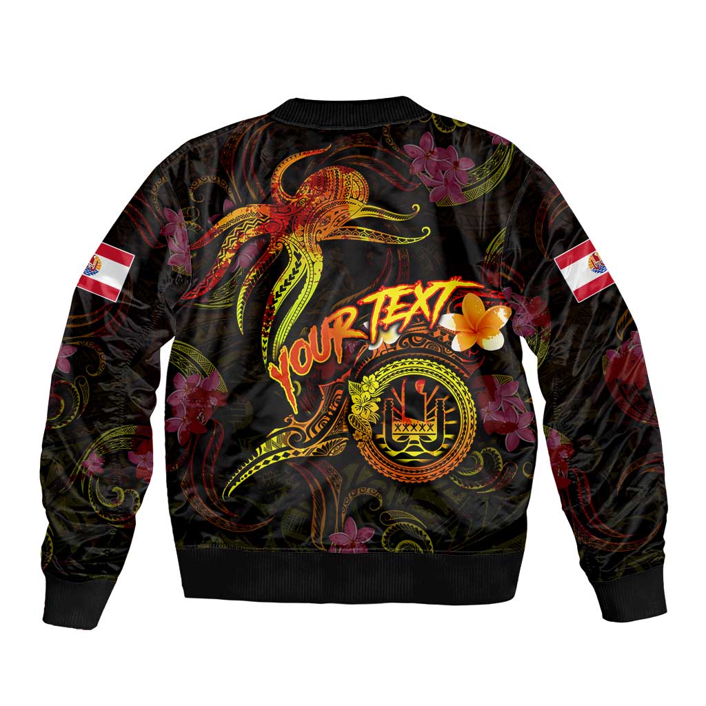Tahiti French Polynesia Sleeve Zip Bomber Jacket Octopus Plumeria Polynesian Tattoo DT02 - Polynesian Pride