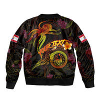 Tahiti French Polynesia Sleeve Zip Bomber Jacket Octopus Plumeria Polynesian Tattoo DT02 - Polynesian Pride