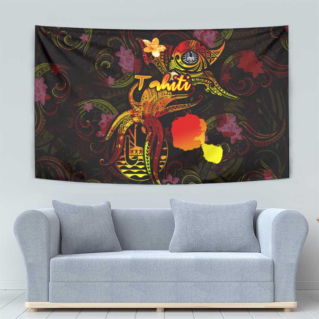 Tahiti French Polynesia Tapestry Octopus Plumeria Polynesian Tattoo DT02 - Polynesian Pride