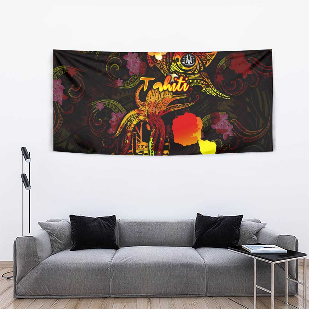 Tahiti French Polynesia Tapestry Octopus Plumeria Polynesian Tattoo DT02 - Polynesian Pride
